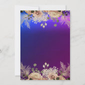 ゴールドの卒業帽と花の卒業証書 招待状 (裏面)