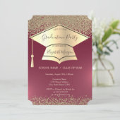 ゴールドの卒業帽、ダイヤモンドの赤い卒業 招待状 (スタンド正面)