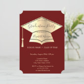 ゴールドの卒業帽、赤い卒業 招待状 (スタンド正面)