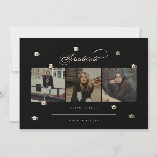 ゴールドの卒業生 | エレガントな卒業式招待状 招待状 (正面)