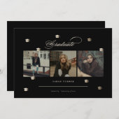 ゴールドの卒業生 | エレガントな卒業式招待状 招待状 (正面/裏面)