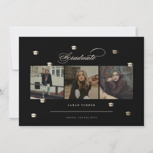 ゴールドの卒業生 エレガントな卒業式招待状 招待状