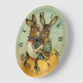 ゴールドの卵の中のウサギたち、ビクトリア時代のイースター ヴィンテージ ラージ壁時計 (傾斜)