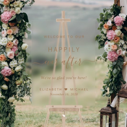 ゴールドの台本の結婚式の歓迎の後に幸せに アクリルサイン