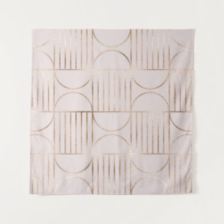 ゴールドの図形:ミッドセンチュリー モダンのパターン。 タペストリー