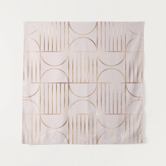 ゴールドの図形：ミッドセンチュリー モダンのパターン。 タペストリー (正面)