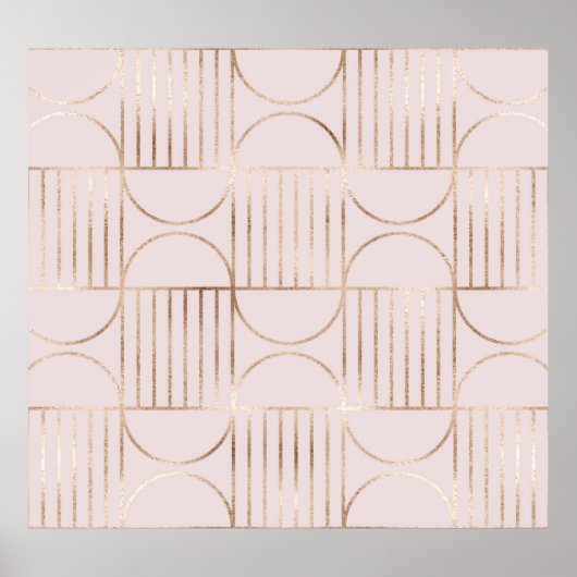 ゴールドの図形:ミッドセンチュリー モダンのパターン。 ポスター (正面)