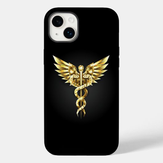 ゴールドの多角形のカドゥケウス Case-Mate iPhoneケース (裏面)