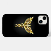 ゴールドの多角形のカドゥケウス Case-Mate iPhoneケース (裏面 (横))