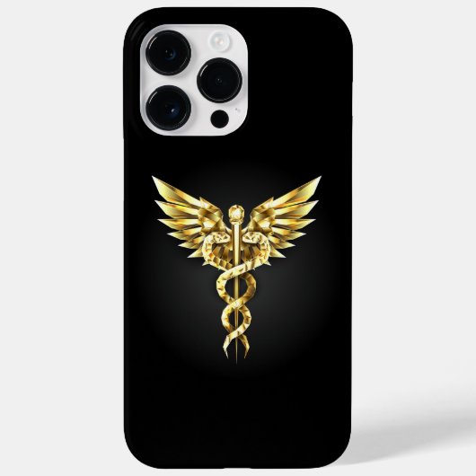 ゴールドの多角形のカドゥケウス Case-Mate iPhoneケース (裏面)