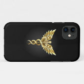 ゴールドの多角形のカドゥケウス Case-Mate iPhoneケース (裏面(横))
