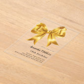 ゴールドの大きなリボンが輝く誕生日 アクリル招待状 (レイダウン)