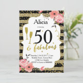 ゴールドの大人の誕生日パーティー招待状 招待状 (スタンド正面)