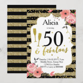 ゴールドの大人の誕生日パーティー招待状 招待状 (正面/裏面)