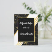 ゴールドの大理石のストライプのタイポグラフィ黒の結婚前お茶会 ポストカード (スタンド正面)