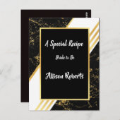 ゴールドの大理石のストライプのタイポグラフィ黒の結婚前お茶会 ポストカード (正面/裏面)