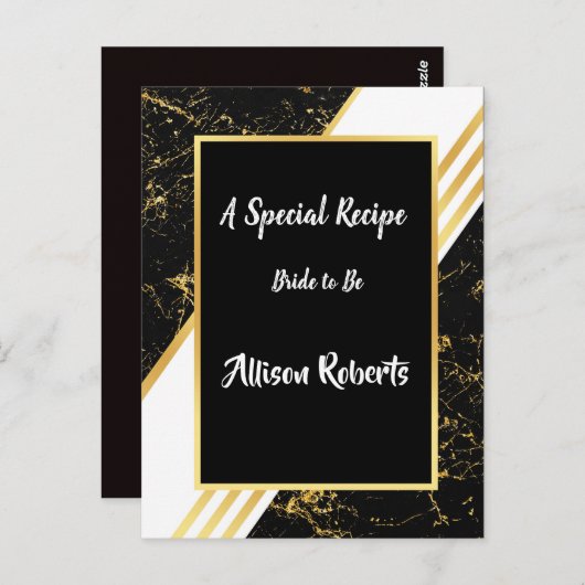 ゴールドの大理石のストライプのタイポグラフィ黒の結婚前お茶会 ポストカード (正面/裏面)