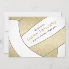 ゴールドの女の子のバレーボールスポーツをテーマにしたパーティー 招待状