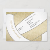 ゴールドの女の子のバレーボールスポーツをテーマにしたパーティー 招待状 (裏面)