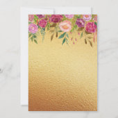 ゴールドの妖精ベビーシャワー ピンクの花 招待状 (裏面)