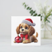 ゴールドの子犬とオーナメント シーズンカード (スタンド正面)