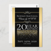 ゴールドの学校同窓会デザイン ポストカード (正面/裏面)