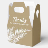 ゴールドの屋根に白いヤシの葉のパーティーファボリーボックス フェイバーボックス (オープン)