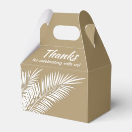 ゴールドの屋根に白いヤシの葉のパーティーファボリーボックス フェイバーボックス