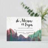 ゴールドの山をテーマにしたエレガントな結婚式の出欠返信 出欠カード (スタンド正面)