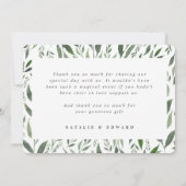 ゴールドの幾何学的な水彩画の葉 サンキューカード (裏面)