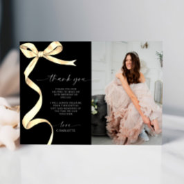 ゴールドの弓の写真　感謝のメッセージカード 招待状