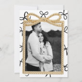 ゴールドの弓型フレームと小さな黒の弓のブライダルシャワー 招待状 (裏面)