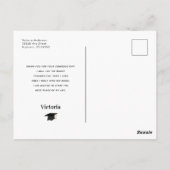 ゴールドの手書きフォト 卒業お礼 ポストカード (裏面)