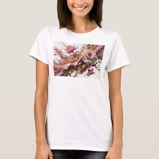 ゴールドの抽象芸術Tシャツで個性を表現 Tシャツ (正面)