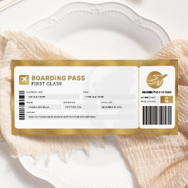 ゴールドの搭乗券 旅行 飛行機 ギフト チケット 招待状