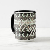 ゴールドの文字が入ったコーヒーマグ マグカップ (正面左)