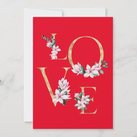 ゴールドの文字で愛をマグノリアの花とともに (正面)