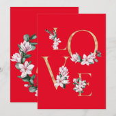 ゴールドの文字で愛をマグノリアの花とともに (正面/裏面)