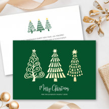 ゴールドの文字で「Merry Christmas Trees Script Name Real Go