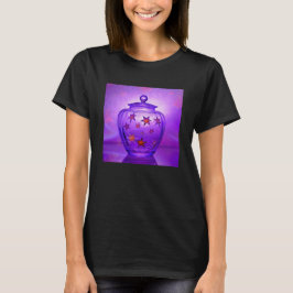 ゴールドの星付きの紫色の透明ガラス花瓶 Tシャツ