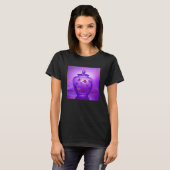 ゴールドの星付きの紫色の透明ガラス花瓶 Tシャツ (正面フル)