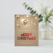 ゴールドの星、オーナメント、メリークリスマス シーズンポストカード (スタンド正面)