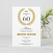 ゴールドの月桂樹の花輪クラウン 60歳の誕生日サプライズ 招待状 (スタンド正面)