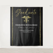 ゴールドの杖の看護師 医療卒業 背景 タペストリー (正面)