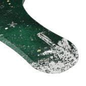 ゴールドの松の木とシルバーの雪の結晶、ハンターグリーンのデザイン カッティングボード (角)