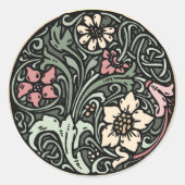 ゴールドの枠線が入った植物の封筒またはパッケージシール ラウンドシール (正面)