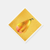 ゴールドの梨の果物アート スタンダードカクテルナプキン (角)
