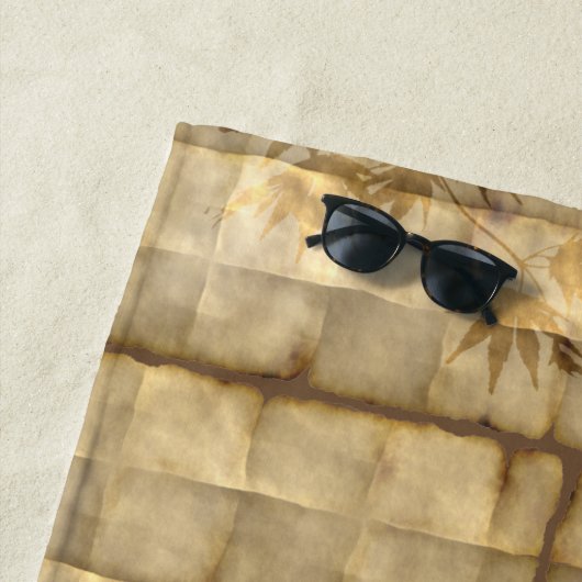 ゴールドの楓の葉の羊皮紙 和風の印象 ビーチタオル (インサイチュ)