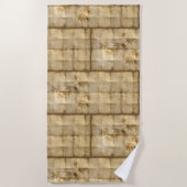 ゴールドの楓の葉の羊皮紙 和風の印象 ビーチタオル (正面)