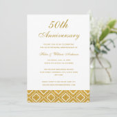 ゴールドの模様が入った50周年結婚記念日の招待状 招待状 (スタンド正面)